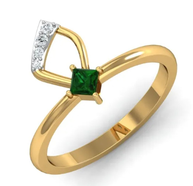 green stone diamond gold ring