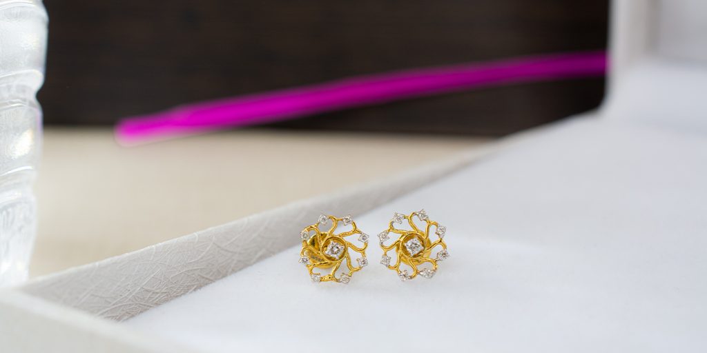 Gold & Diamond Earrings for Office Wear