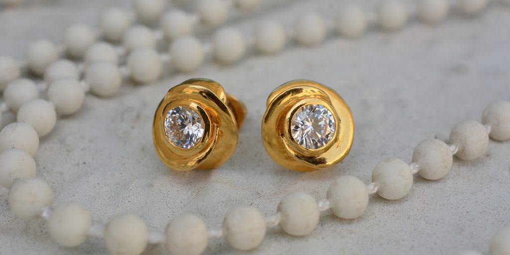 14kt Gold Ball Stud Earring | Simple Post Earring Artisan Handmade – Hanni  Gallery