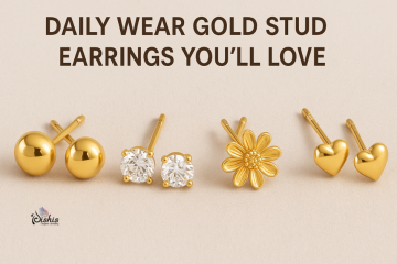 Gold stud earrings