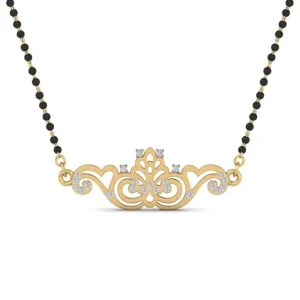 Elegant diamond mangalsutra designs with black beads, gold details and diamond accents