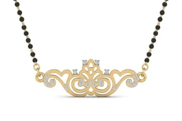Elegant diamond mangalsutra designs with black beads, gold details and diamond accents