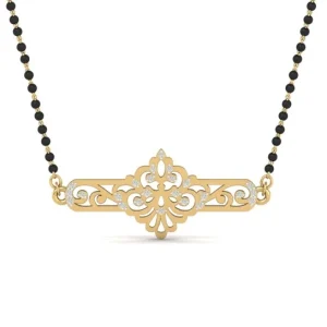 Elegant diamond mangalsutra designs with black beads, gold details and diamond accents