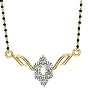 Elegant diamond mangalsutra designs with black beads, gold details and diamond accents