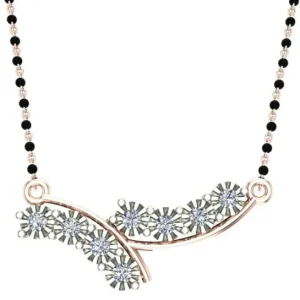 floral diamond mangalsutra with black beads