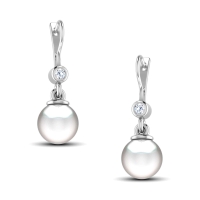 Hillary Pearl Drop Diamond Earrings 