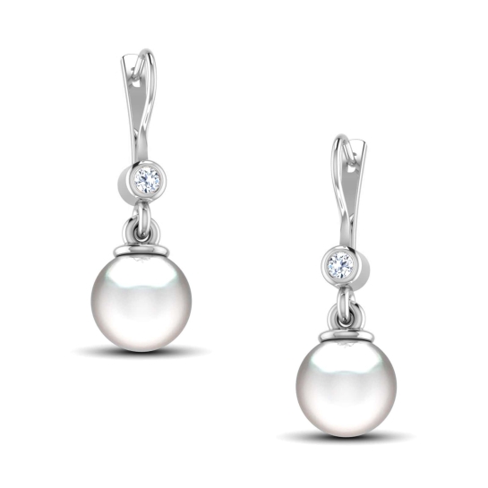 Hillary Pearl Drop Diamond Earrings 