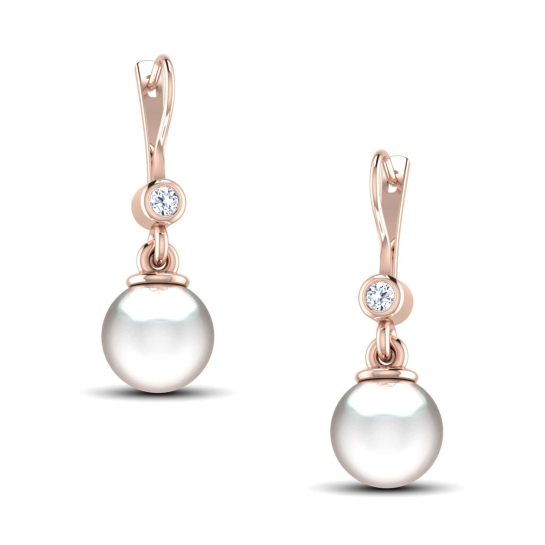 Hillary Pearl Drop Diamond Earrings 