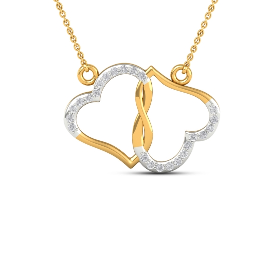 18K/14K Twin Hearts Embrace Pendant For Women's 