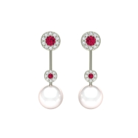 Emily White Gold Diamond Pearl Earrings