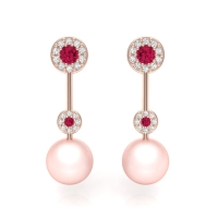 Emily Rose Gold Diamond Pearl Earrings