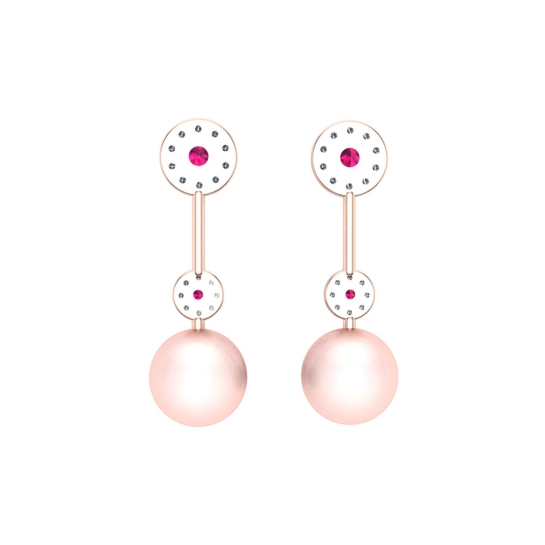 Emily White Gold Diamond Pearl Earrings