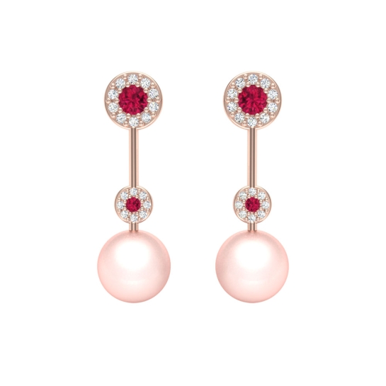 Emily Rose Gold Diamond Pearl Earrings