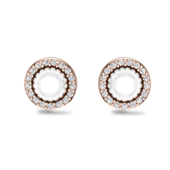 Ella Rose Gold Pearl Diamond Studs Earrings Design for daily use 