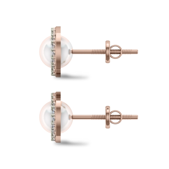 Ella Rose Gold Pearl Diamond Studs Earrings Design for daily use 