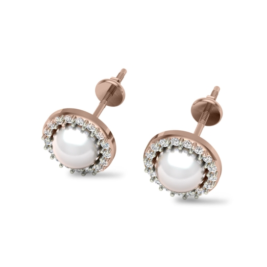 Ella Rose Gold Pearl Diamond Studs Earrings Design for daily use 