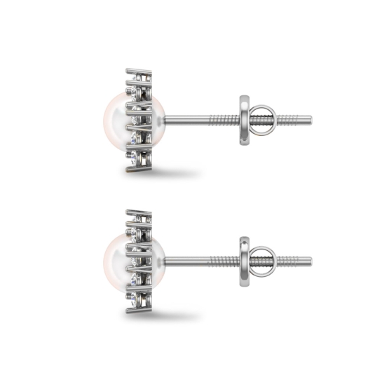 Brinda Rose Gold Pearl Diamond Studs