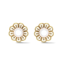 Ava Yellow Gold Pearl Studs Earrings Design for daily use 