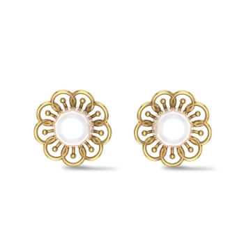 Ava Yellow Gold Pearl Studs Earrings Design for daily use 