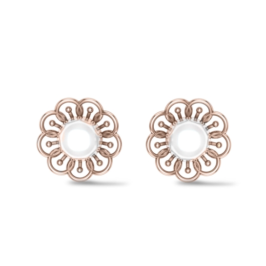 Ava Yellow Gold Pearl Studs Earrings Design for daily use 