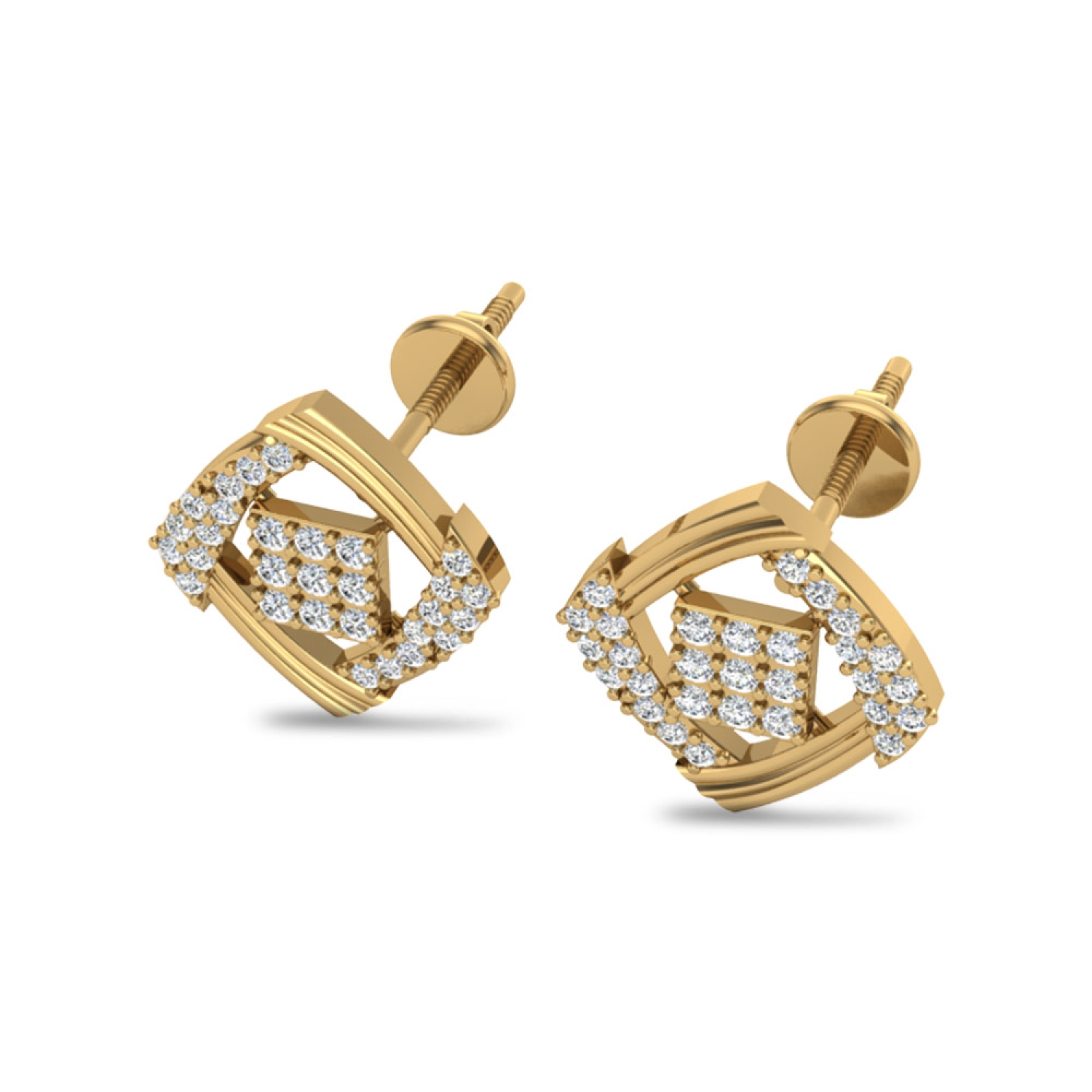 Princess Cut Diamond Stud Earrings For Men | 14K Yellow Gold | 0.97 Ca –  FrostNYC