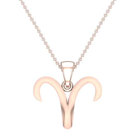 Latin Aries Yellow Gold Zodiac Pendant Designs For Female