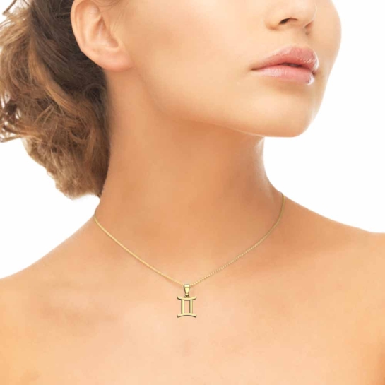 Grace Gemini Yellow Gold Zodiac Pendant Designs For Female