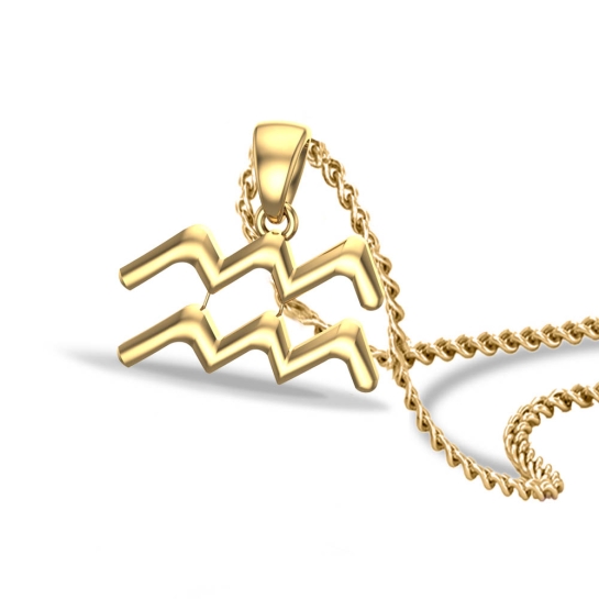 Wren Aquarius Yellow Gold Zodiac Pendant