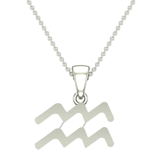 Wren Aquarius White Gold Zodiac Pendant