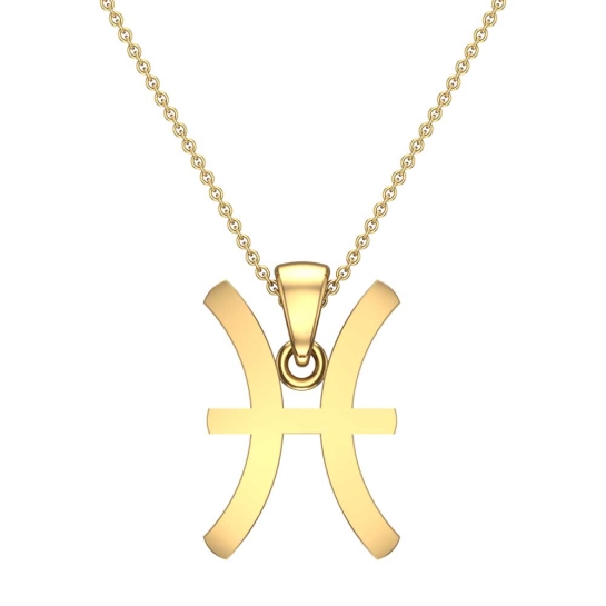 Luna Pisces Yellow Gold Zodiac Pendant Designs For Female