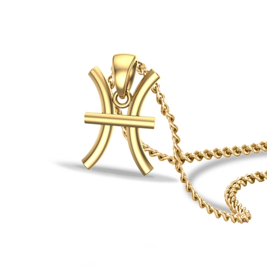 Luna Pisces Yellow Gold Zodiac Pendant Designs For Female