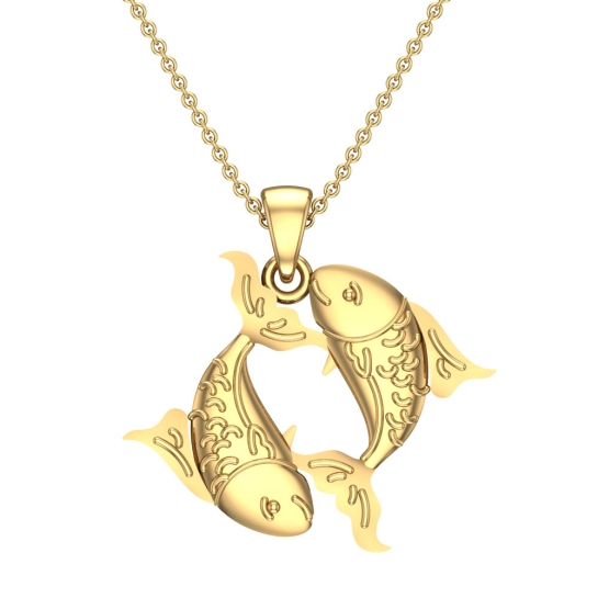 Hudson Pisces Yellow Gold Zodiac Pendant Designs For Female