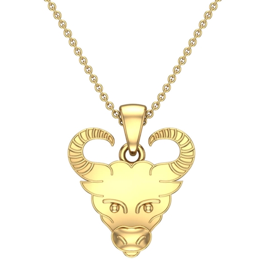 Kyle Taurus Yellow Gold Zodiac Pendant Designs For Female