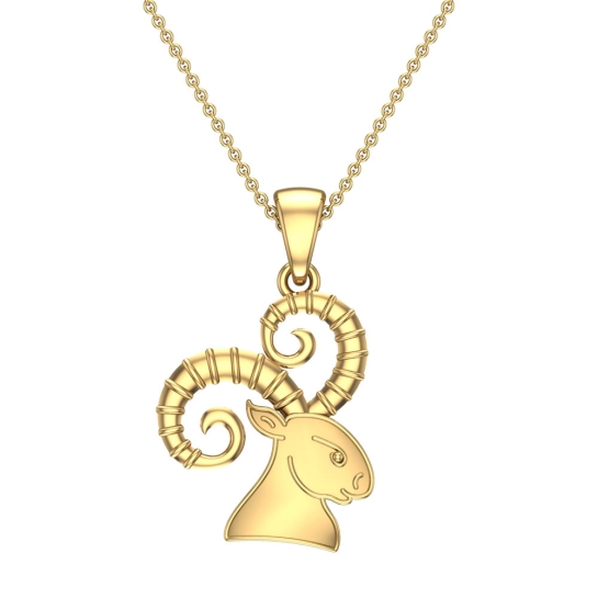 Iris Aries Yellow Gold Zodiac Pendant Designs for Female