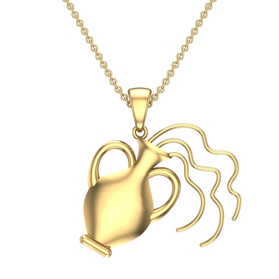 Caleb Aquarius Yellow Gold Zodiac Pendant Designs For Female