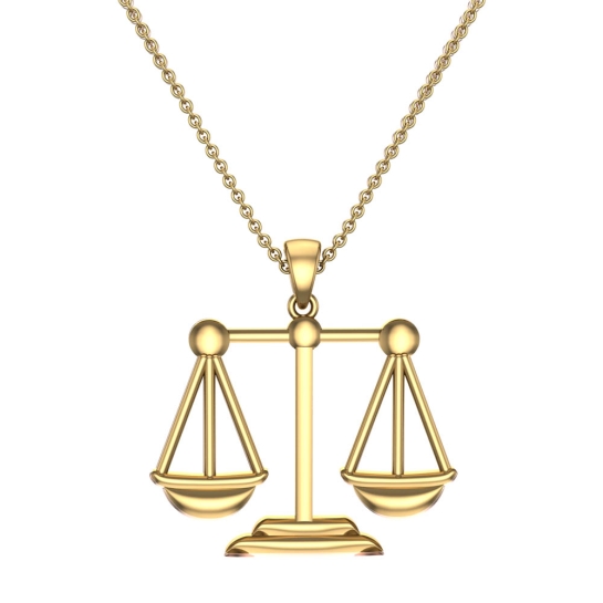 Arya Libra Yellow Gold Zodiac Pendant Designs For Female