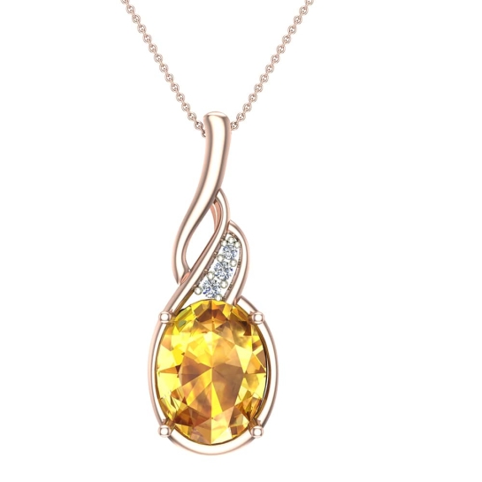 Westley Diamond and Citrine Gold Pendant