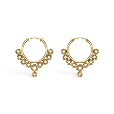 Onyx Yellow Gold Hoop Earrings