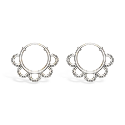 Flora White Gold Hoop Earrings
