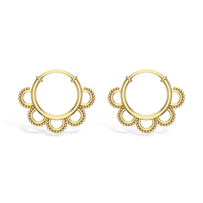 Flora Yellow Gold Hoop Earrings
