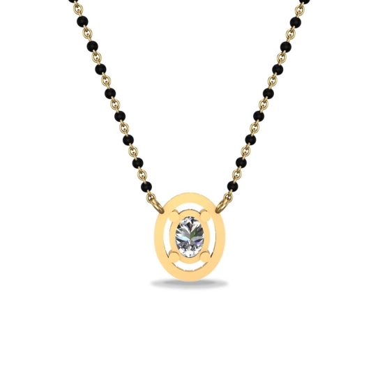 Lustrous Oval White Gold Mangalsutra Pendant