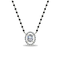 Lustrous Oval White Gold Mangalsutra Pendant