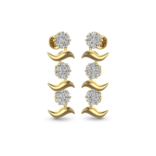 Nishi Yellow Gold Diamond Stud Earring