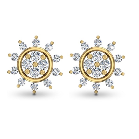 Pratha Yellow Gold Diamond Stud Earring