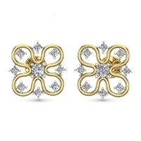 Niva Yellow Gold Diamond Stud Earring