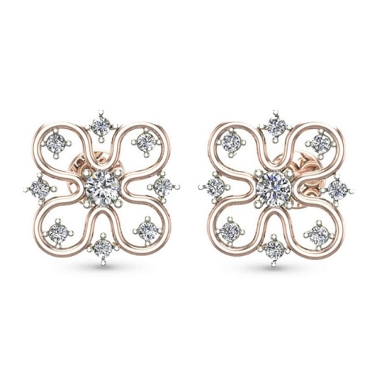 Niva Yellow Gold Diamond Stud Earring