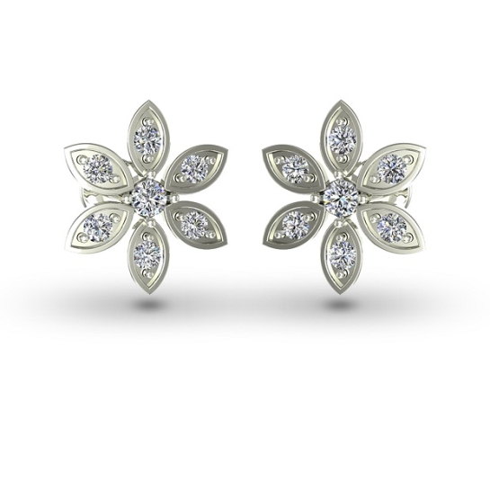 Misha White Gold Diamond Stud Earrings