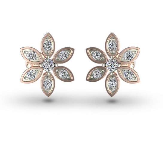 Misha Rose Gold Diamond Stud Earrings