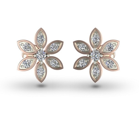 Misha Yellow Gold Diamond Stud Earrings