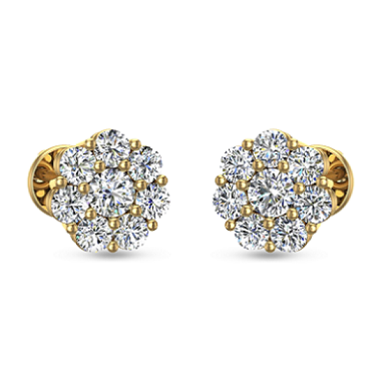 Leesa Yellow Gold Diamond Stud Earrings